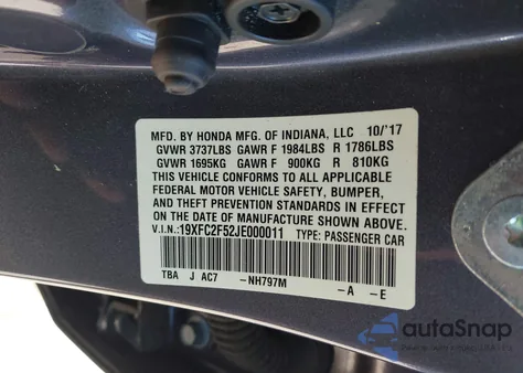 2018 Honda Civic Lx z USA, uszkodzony, nr VIN 19XFC2F52JE000011